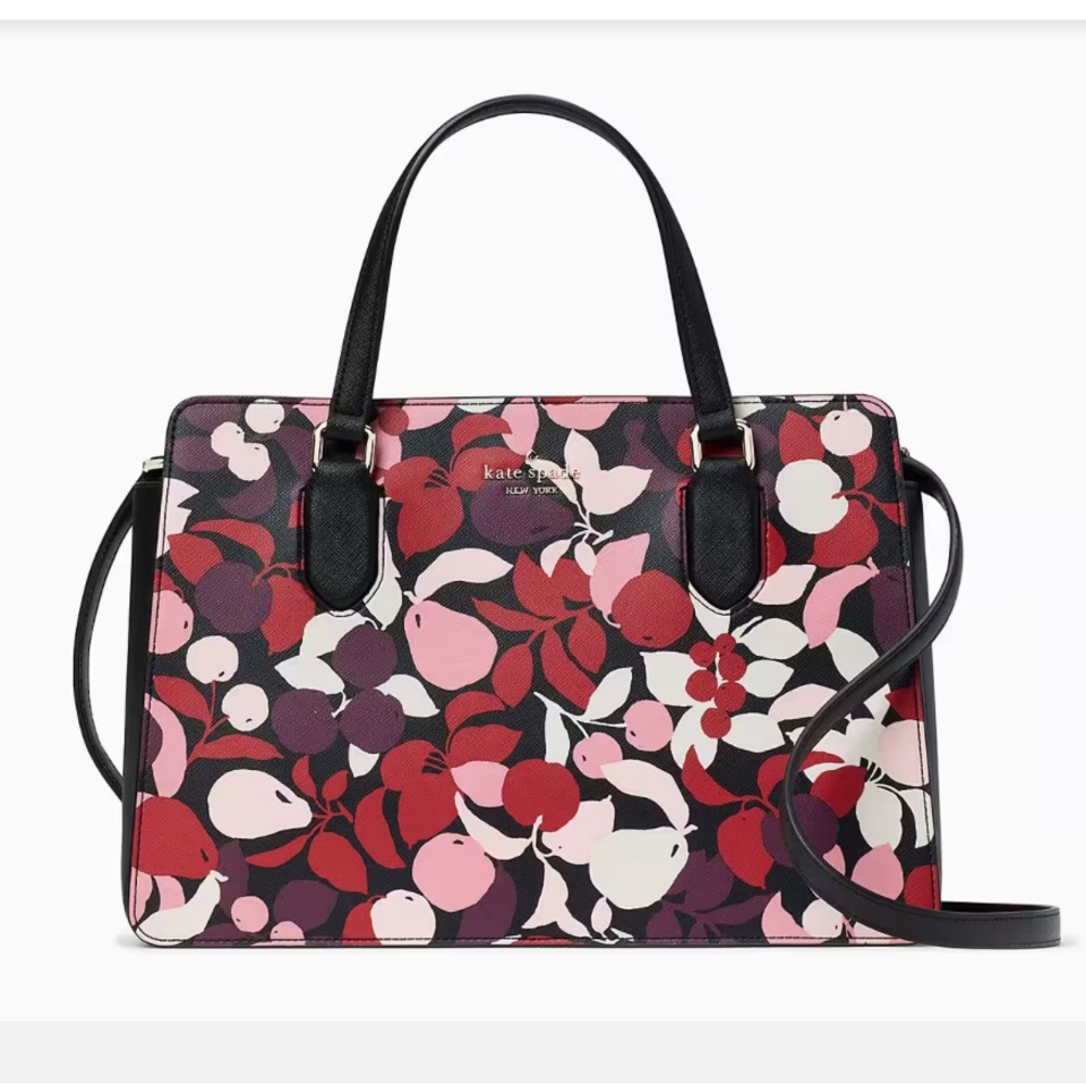 Kate Spade Laurel Way Reese Satchel – Fruit & Floral Print Saffiano Leather NWT